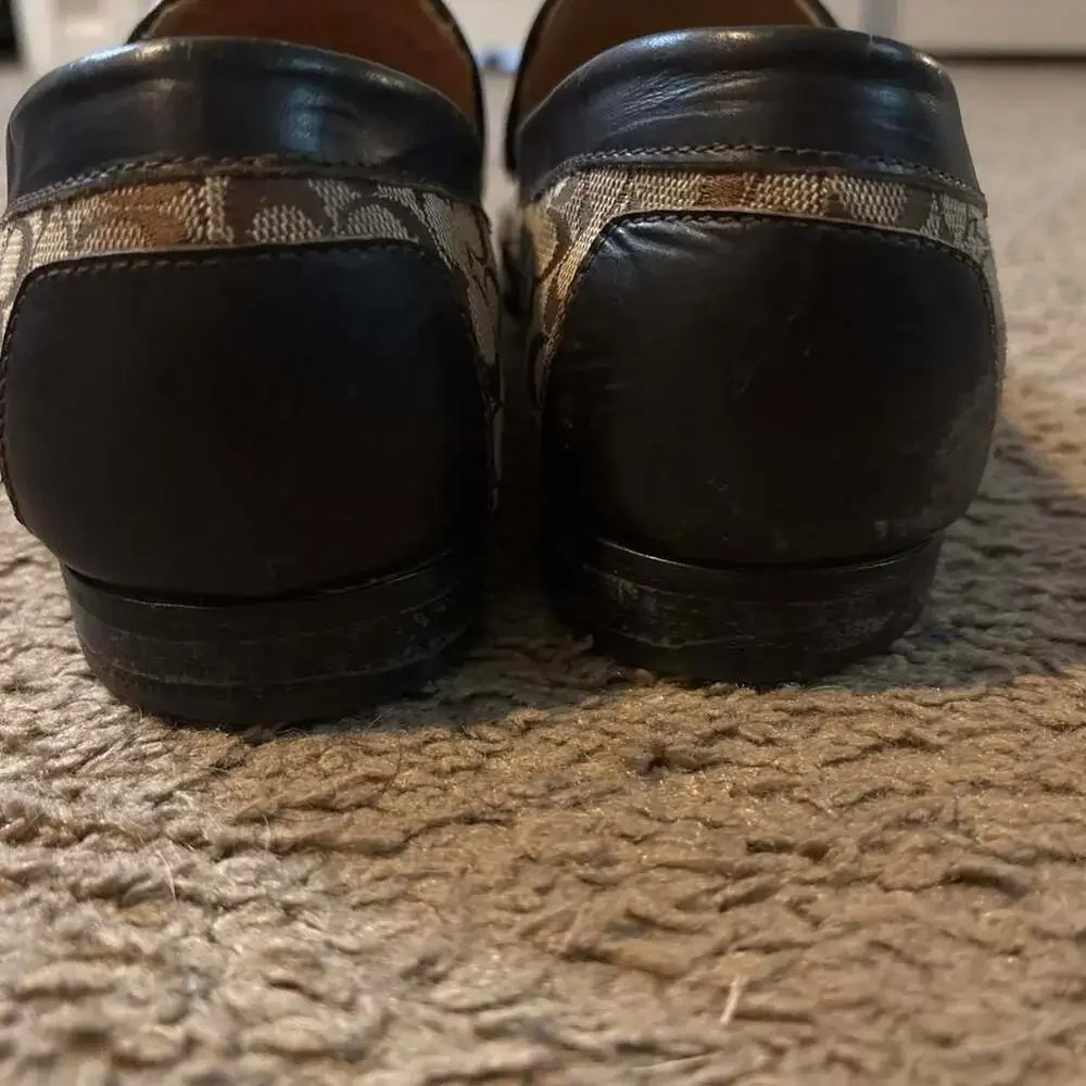 Coach Signature Logo Monogram Loafers Brown Tan